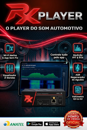 RX Player, o player do som automotivo, com app de análise de áudio